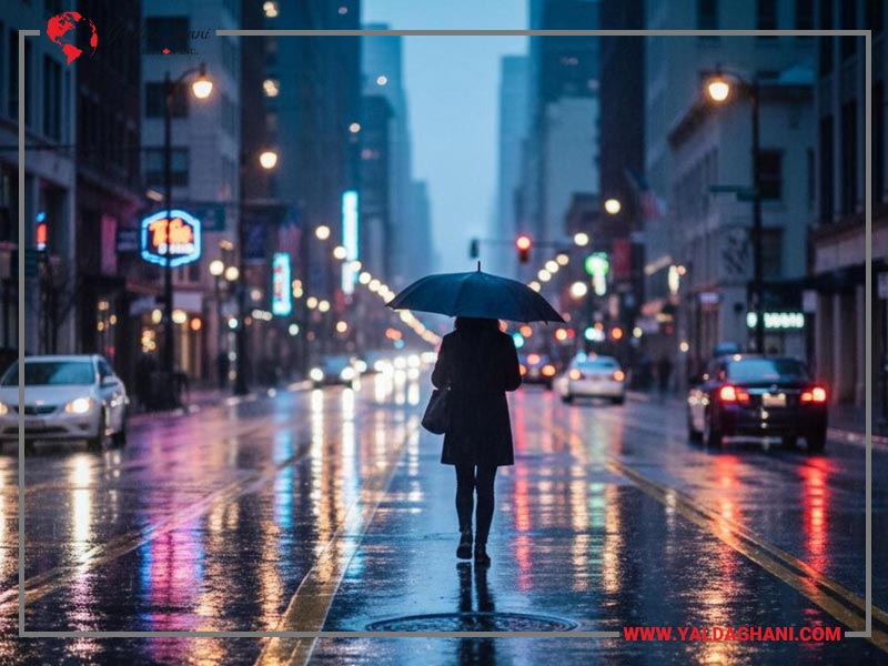 مردم در حال پیاده‌روی زیر چراغ‌های نئون